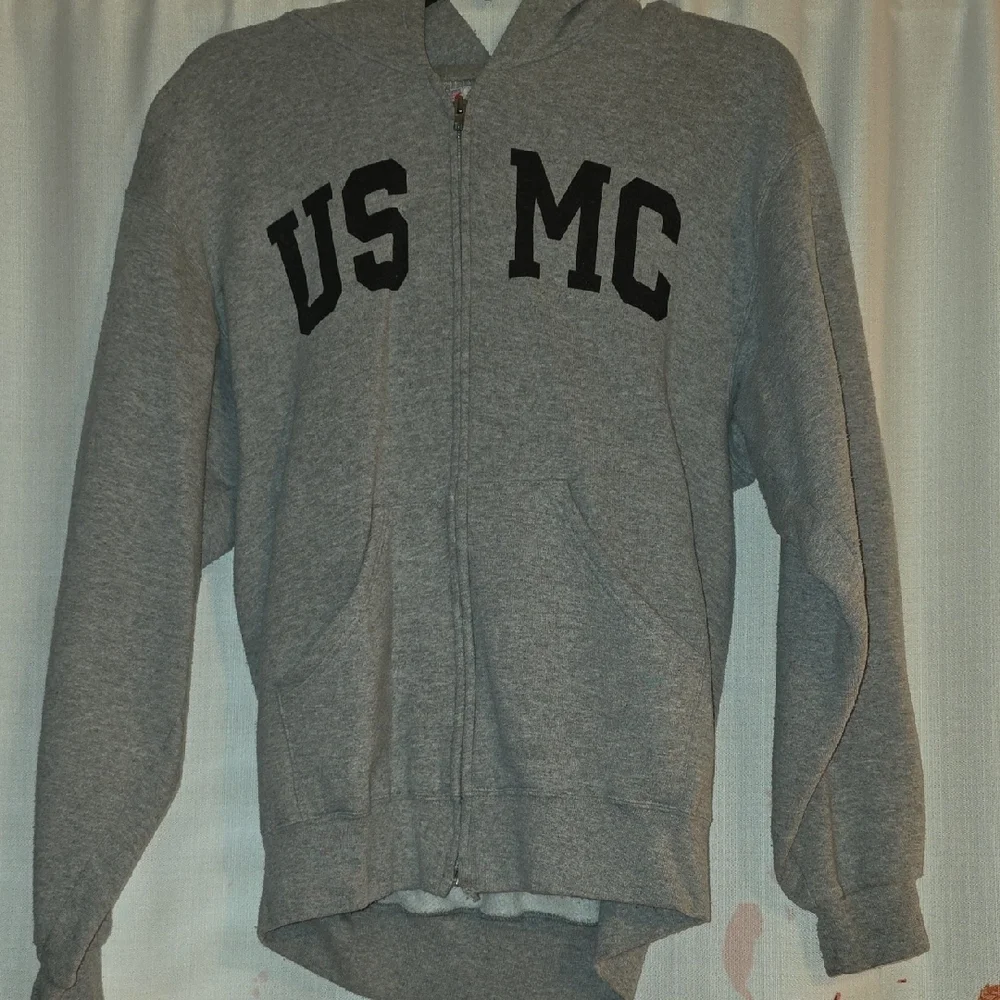Soffe Gray USMC Zip Up Hoodie - Picture 2 of 7